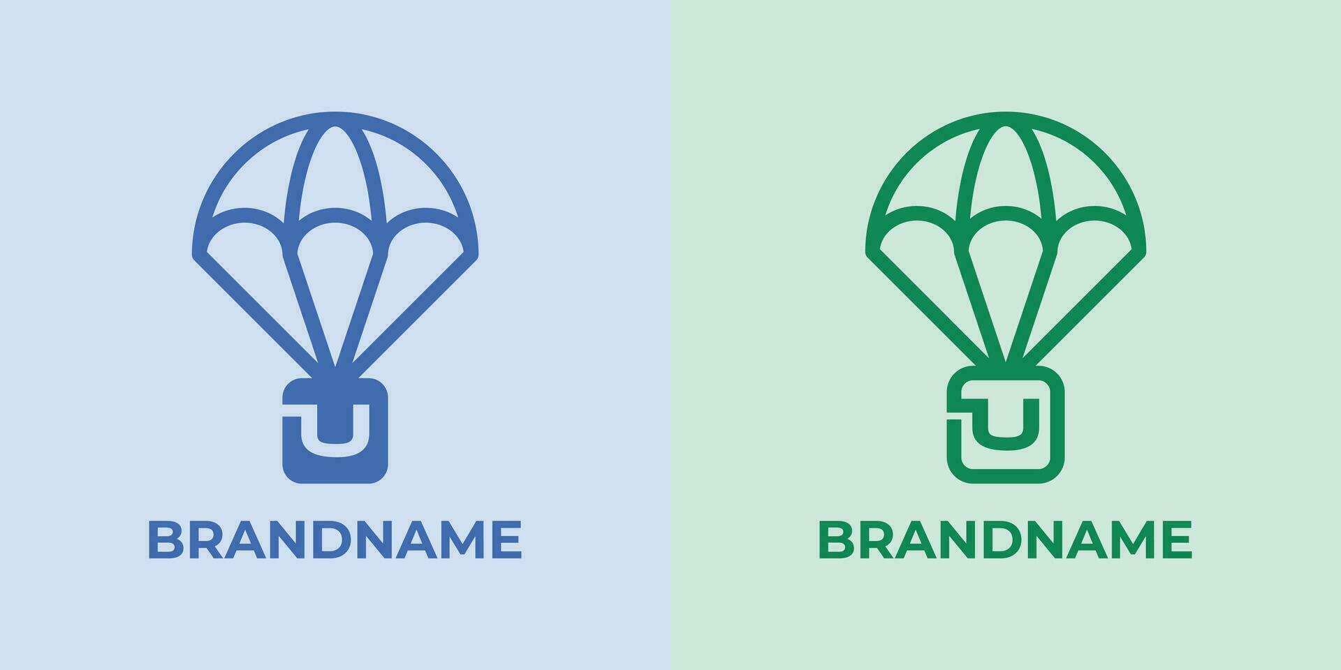 Initial U Airdrop Logo Set, great for business related to Airdrop or parachutes with U initial vector