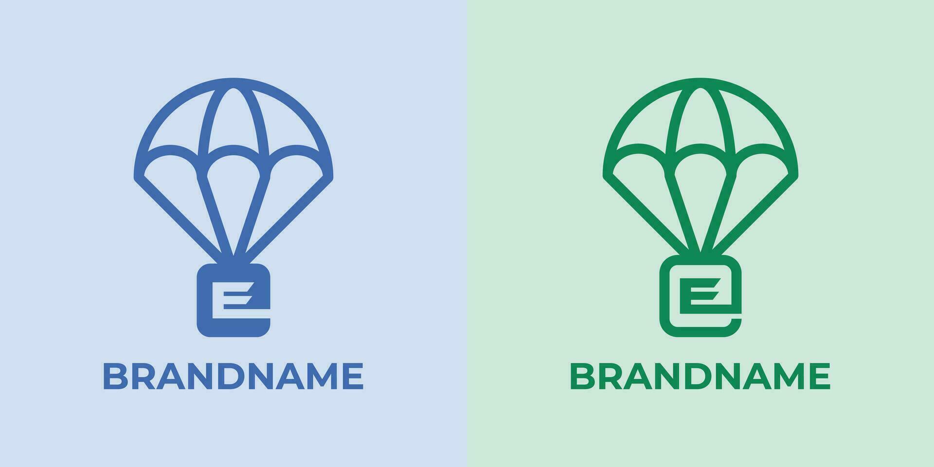Initial E Airdrop Logo Set, great for business related to Airdrop or parachutes with E initial vector