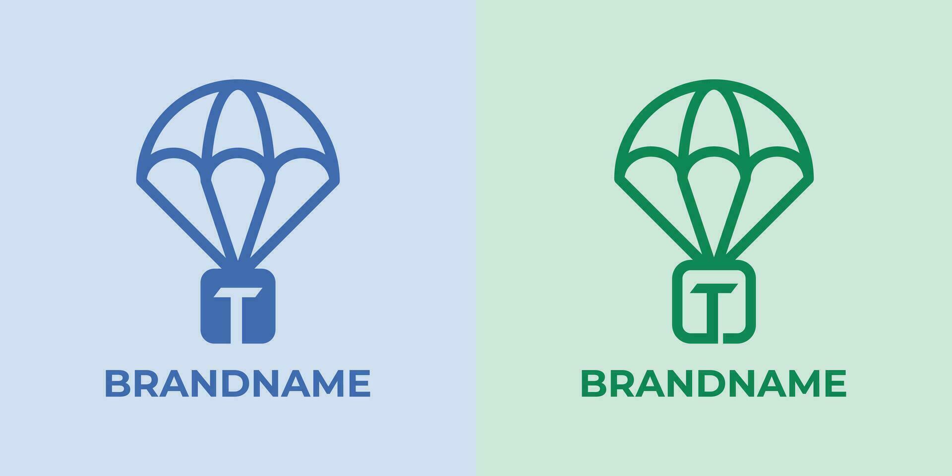 Initial T Airdrop Logo Set, great for business related to Airdrop or parachutes with T initial vector