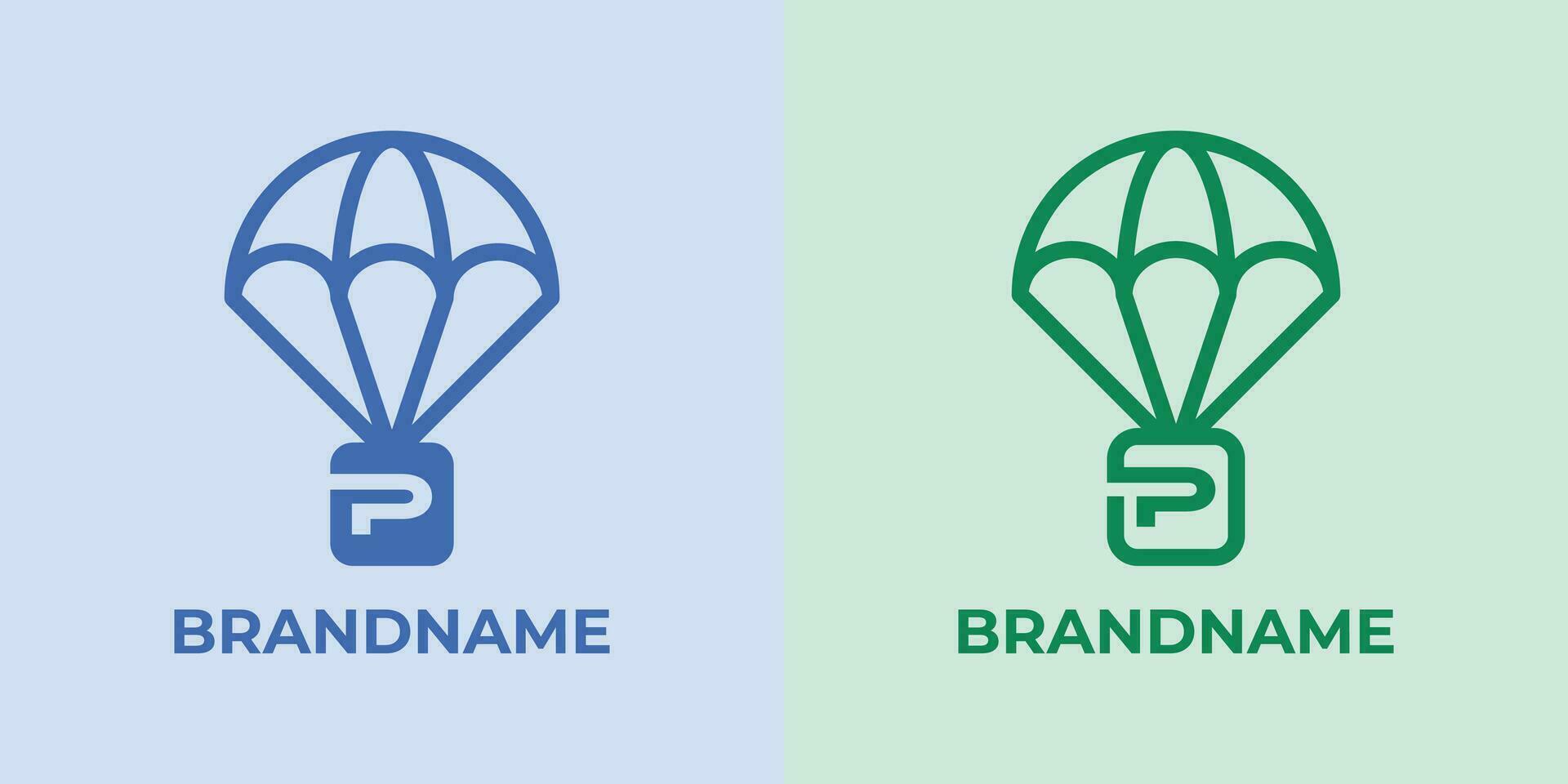 Initial P Airdrop Logo Set, great for business related to Airdrop or parachutes with P initial vector