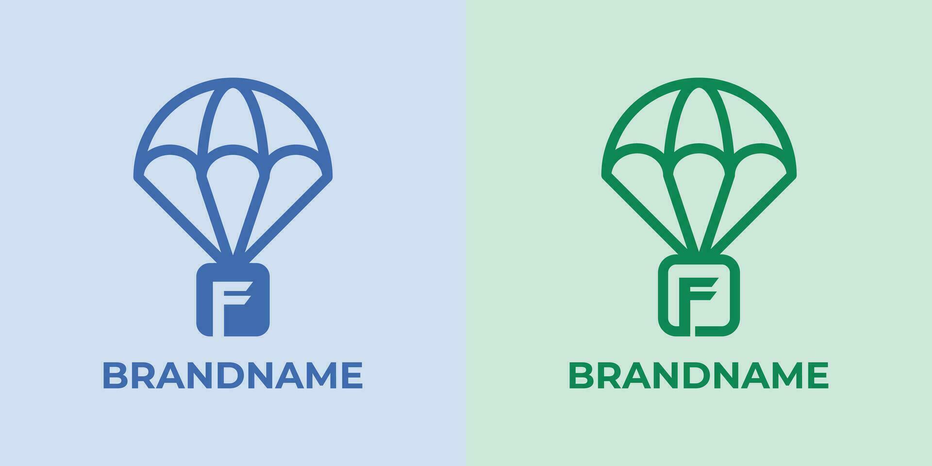 Initial F Airdrop Logo Set, great for business related to Airdrop or parachutes with F initial vector