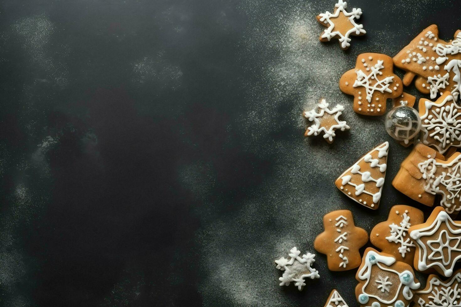 Christmas composition with gift boxes, card balls fir branches pine cones with copy space. Christmas by AI Generated photo