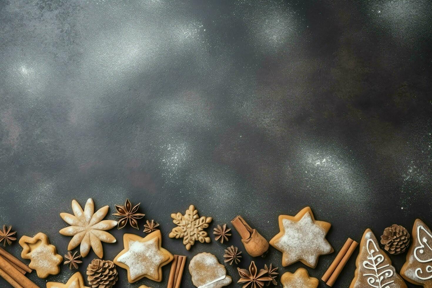 Christmas composition with gift boxes, card balls fir branches pine cones with copy space. Christmas by AI Generated photo