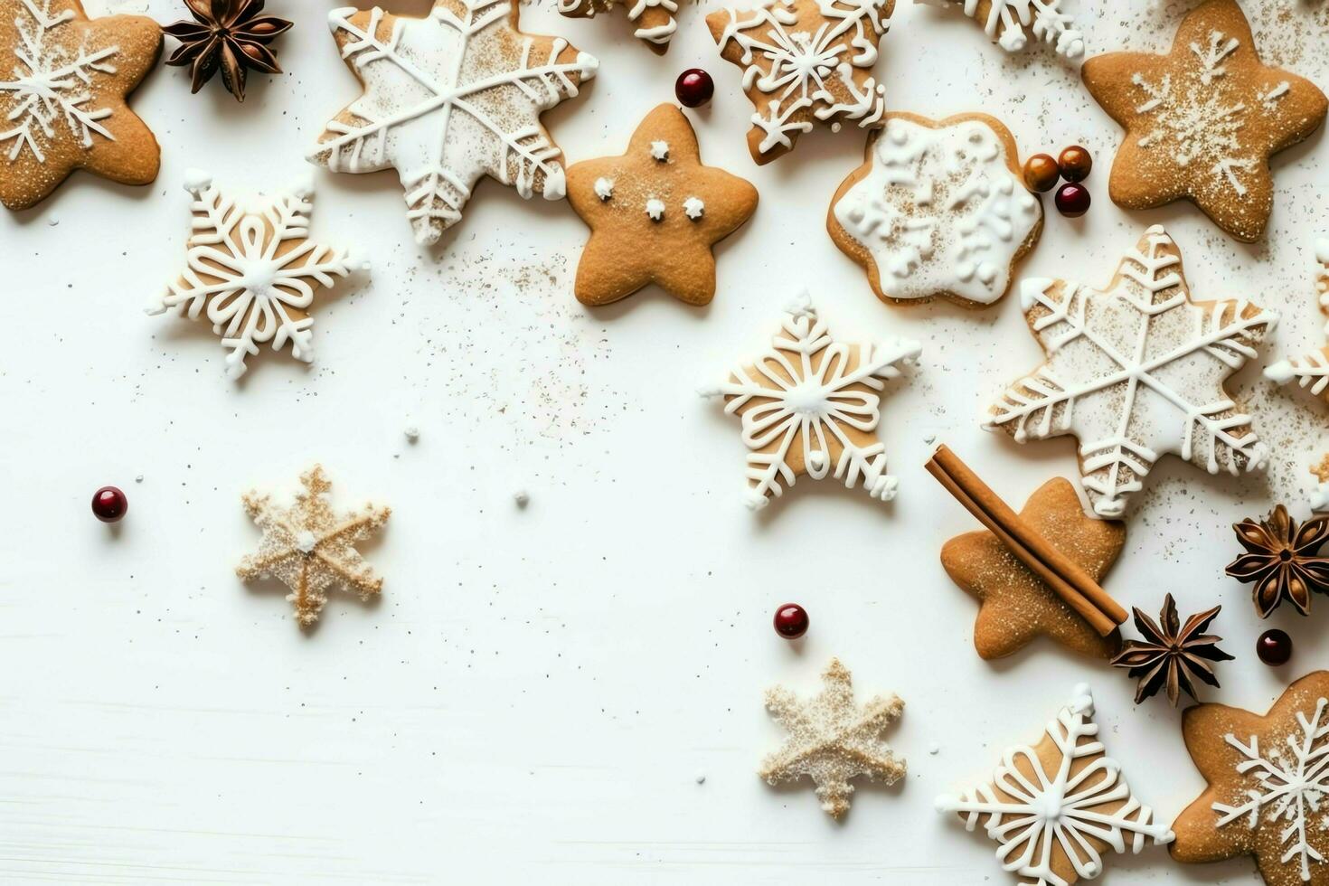 Christmas composition with gift boxes, card balls fir branches pine cones with copy space. Christmas by AI Generated photo