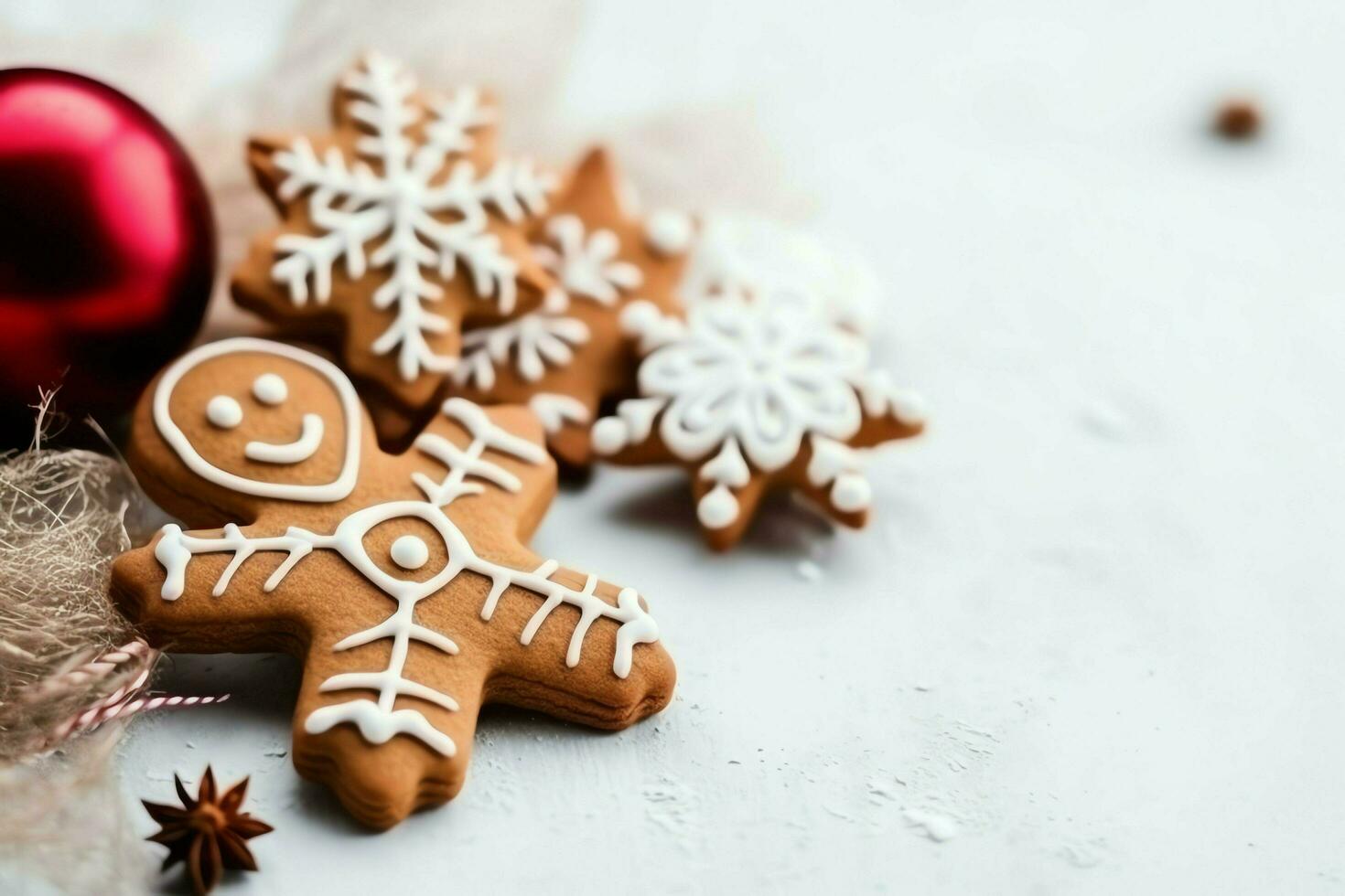 Christmas composition with gift boxes, card balls fir branches pine cones with copy space. Christmas by AI Generated photo