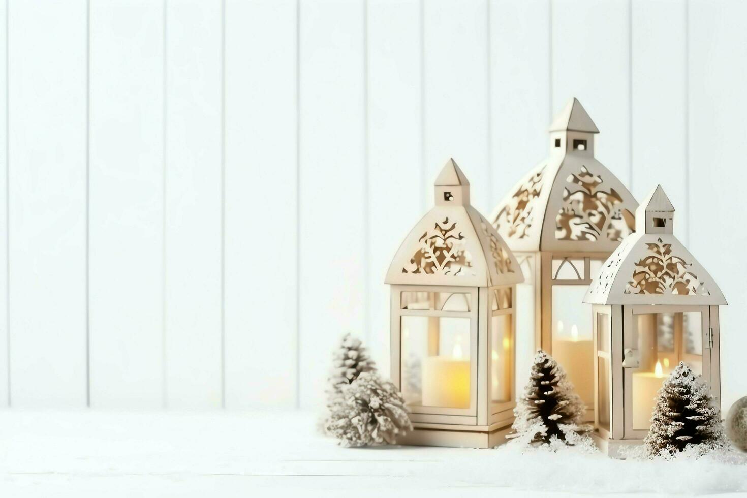 Christmas composition with gift boxes, card balls fir branches pine cones with copy space. Christmas by AI Generated photo