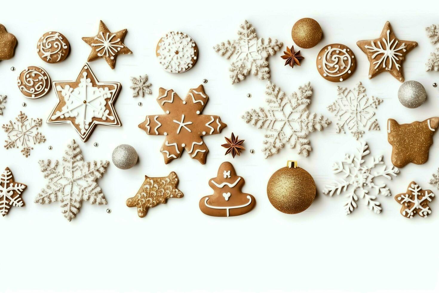Christmas composition with gift boxes, card balls fir branches pine cones with copy space. Christmas by AI Generated photo