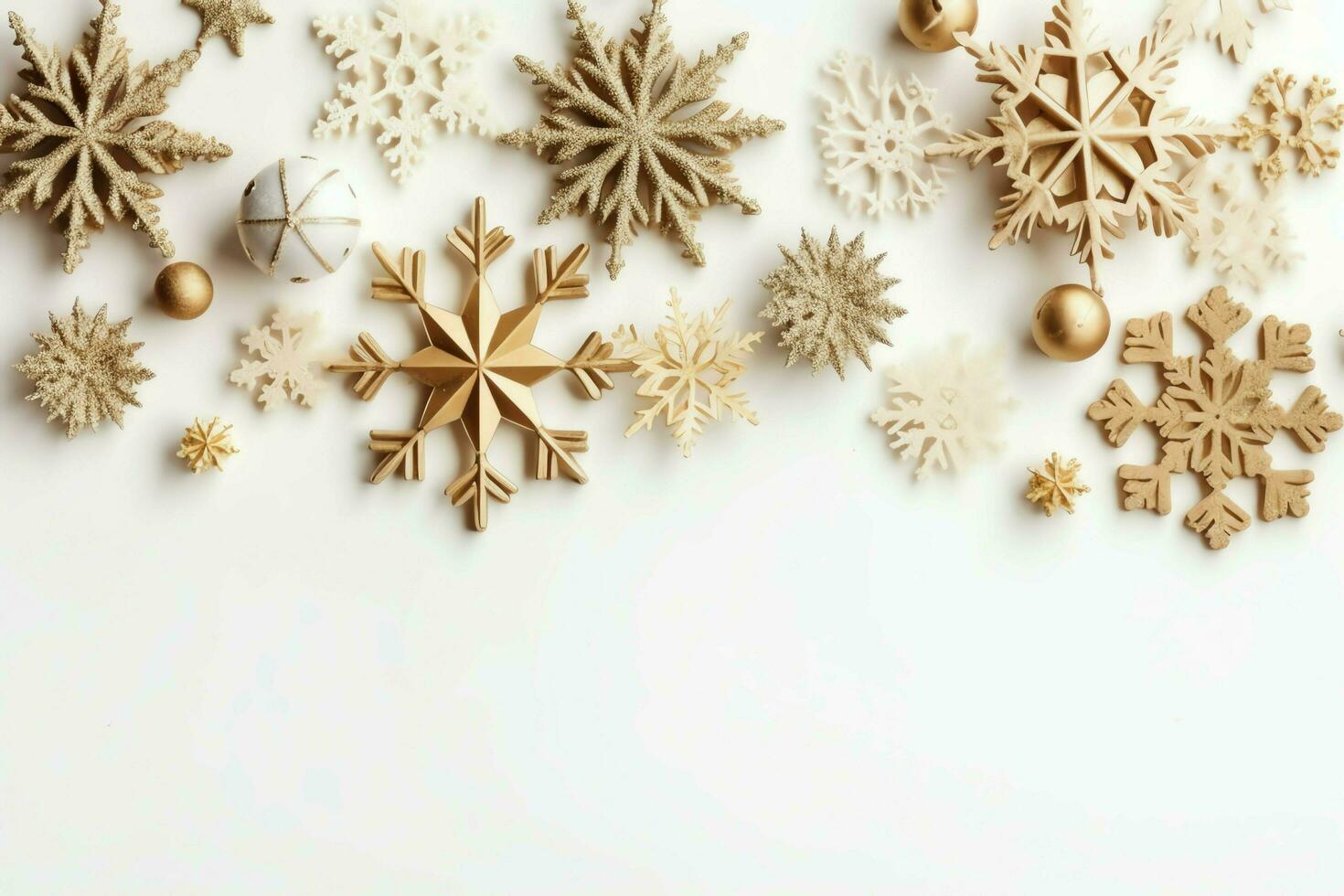 Christmas composition with gift boxes, card balls fir branches pine cones with copy space. Christmas by AI Generated photo