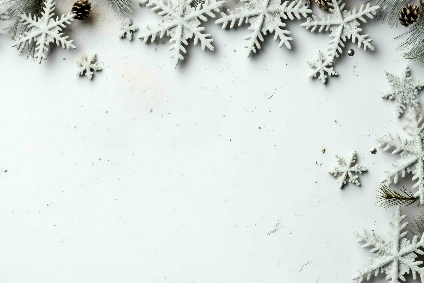 Christmas composition with gift boxes, card balls fir branches pine cones with copy space. Christmas by AI Generated photo