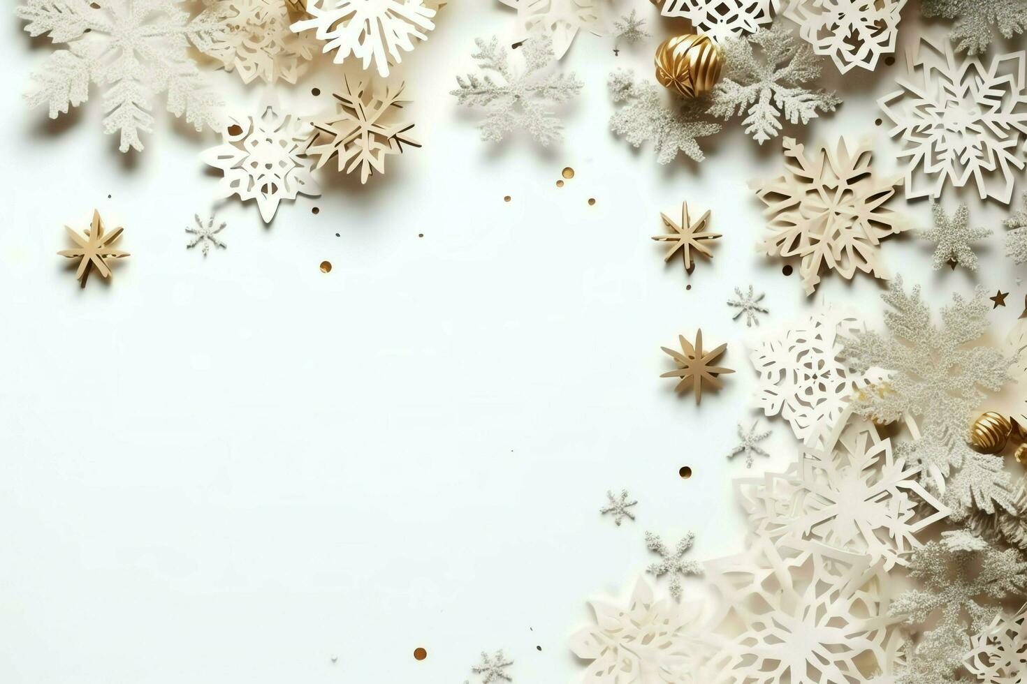 Christmas composition with gift boxes, card balls fir branches pine cones with copy space. Christmas by AI Generated photo