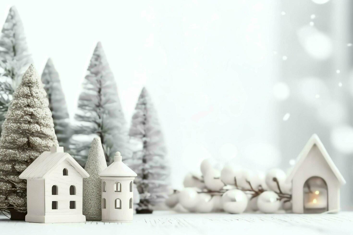 Christmas composition with gift boxes, card balls fir branches pine cones with copy space. Christmas by AI Generated photo