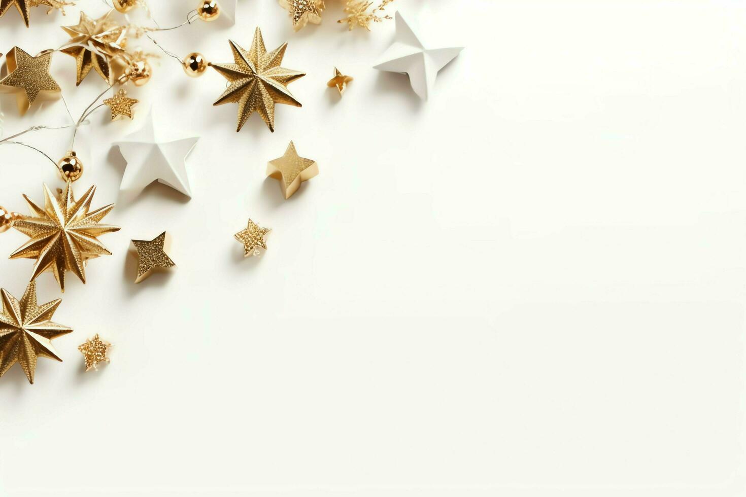 Christmas composition with gift boxes, card balls fir branches pine cones with copy space. Christmas by AI Generated photo