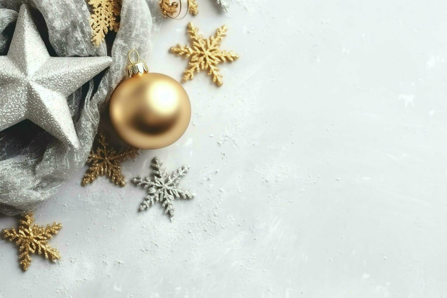 Christmas composition with gift boxes, card balls fir branches pine cones with copy space. Christmas by AI Generated photo