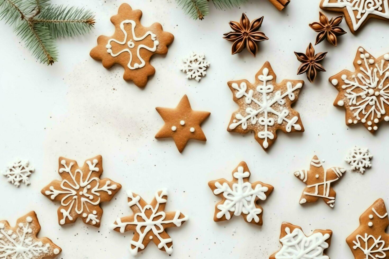 Christmas composition with gift boxes, card balls fir branches pine cones with copy space. Christmas by AI Generated photo