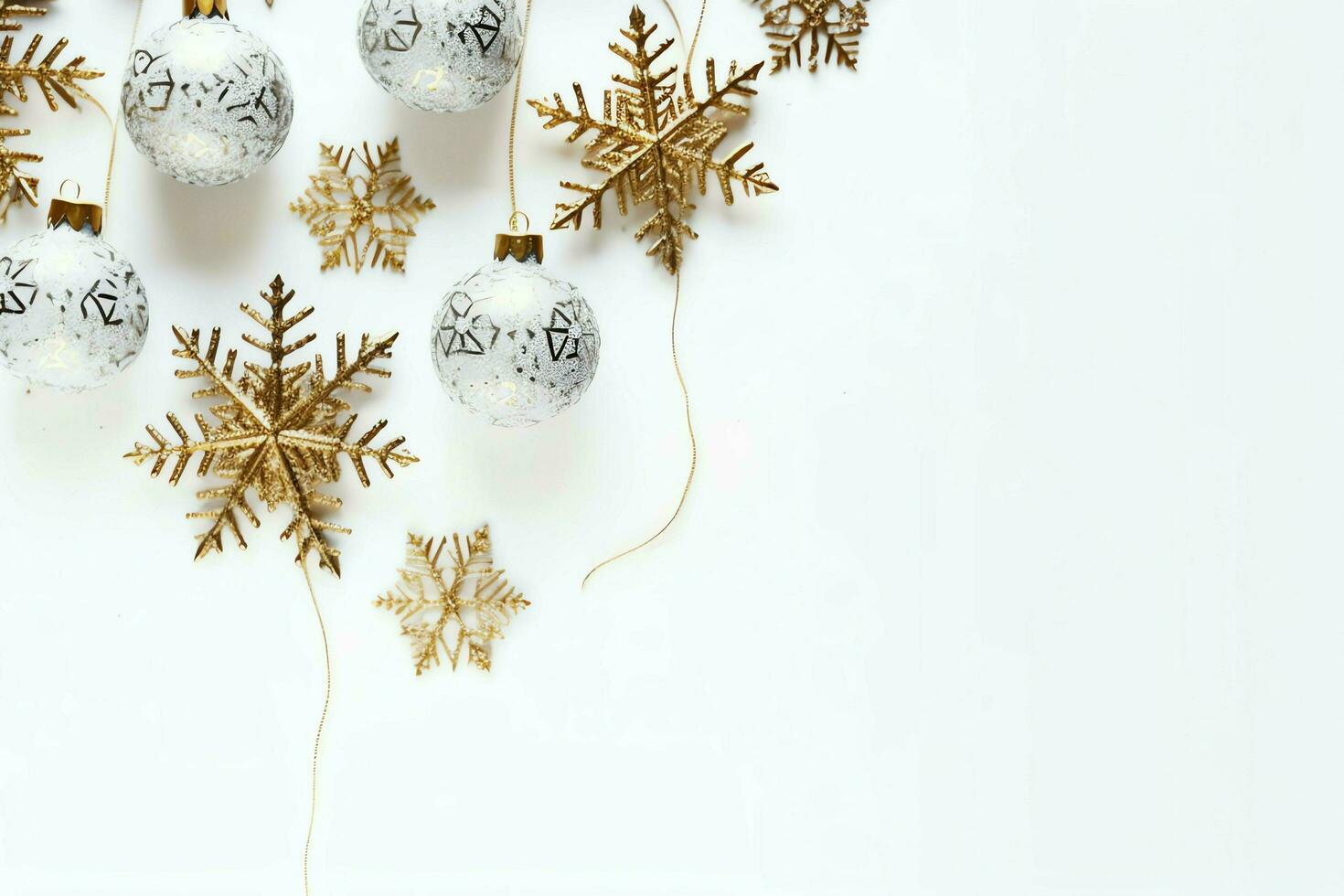 Christmas composition with gift boxes, card balls fir branches pine cones with copy space. Christmas by AI Generated photo