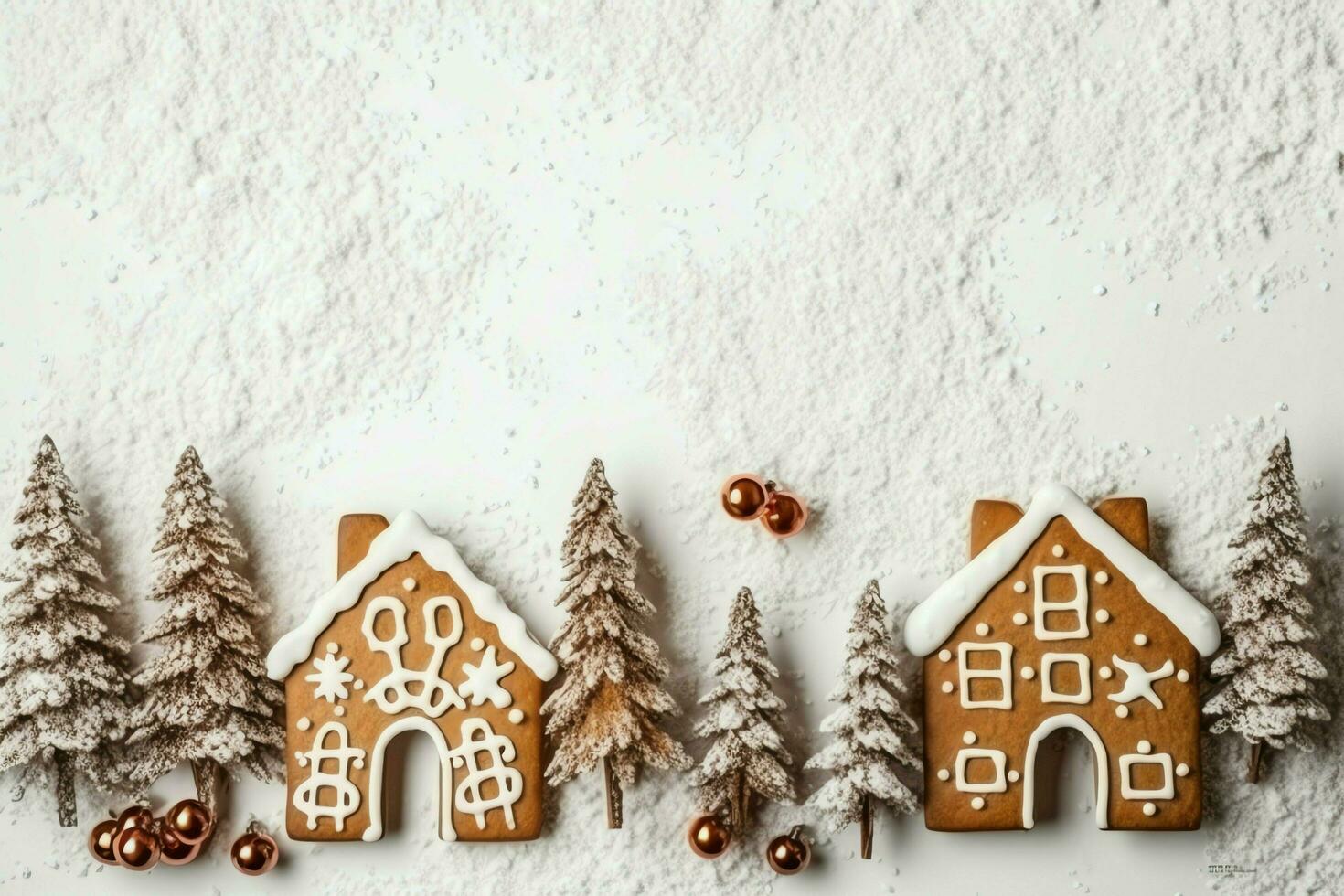 Christmas composition with gift boxes, card balls fir branches pine cones with copy space. Christmas by AI Generated photo
