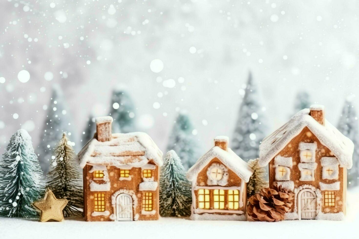 Christmas composition with gift boxes, card balls fir branches pine cones with copy space. Christmas by AI Generated photo