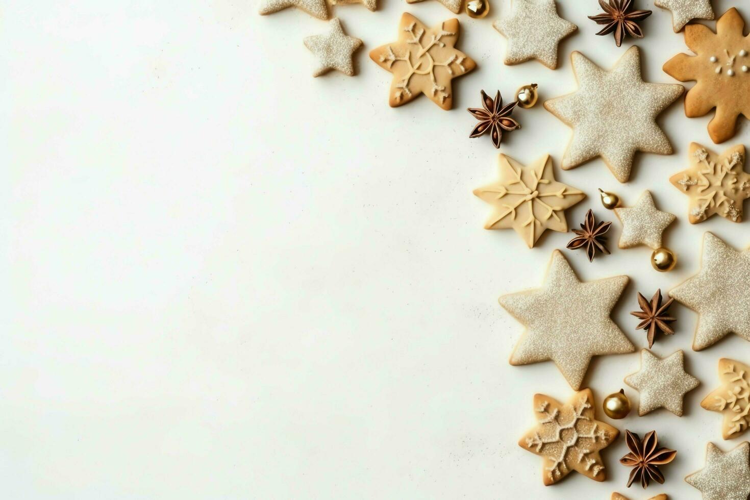 Christmas composition with gift boxes, card balls fir branches pine cones with copy space. Christmas by AI Generated photo