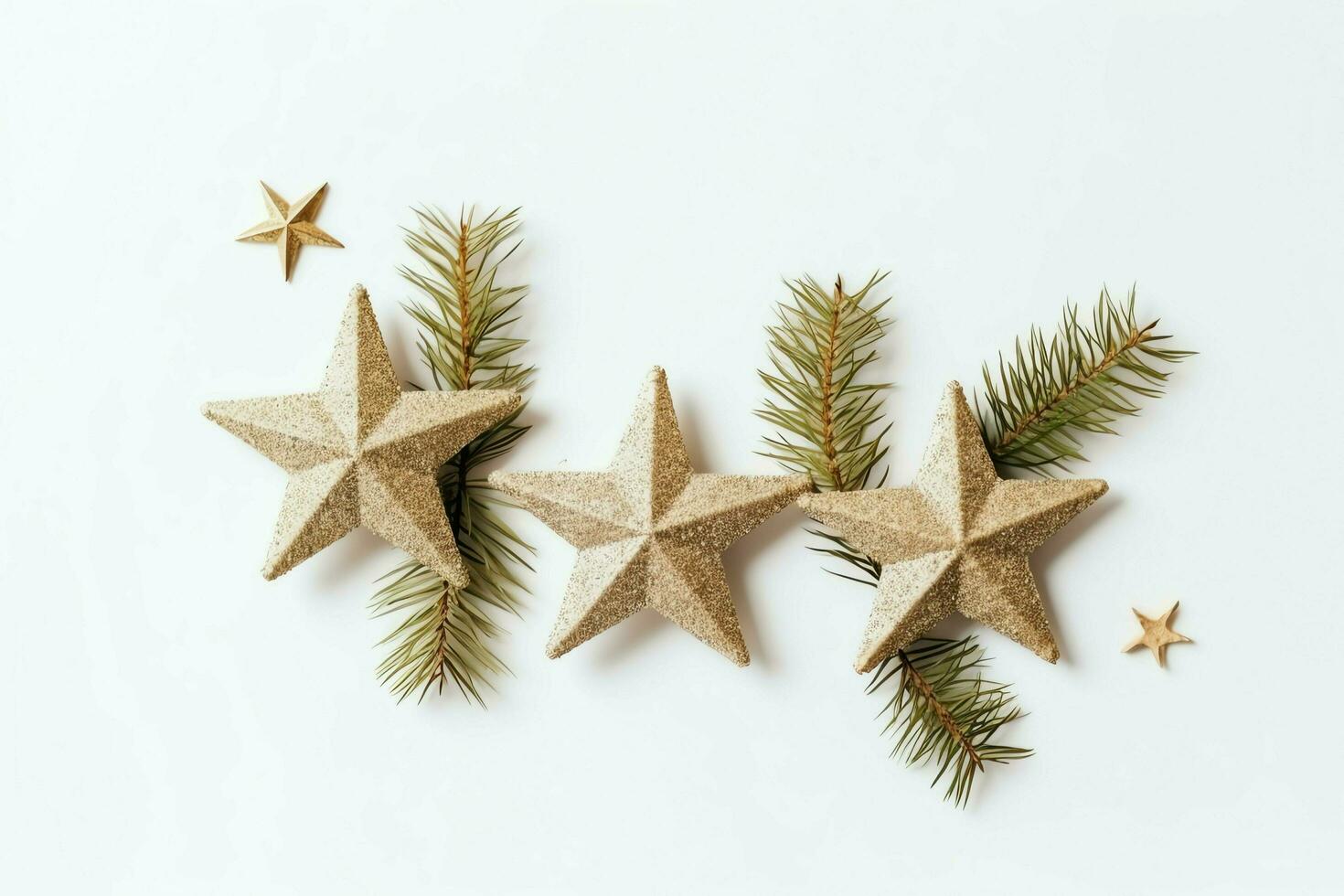 Christmas composition with gift boxes, card balls fir branches pine cones with copy space. Christmas by AI Generated photo