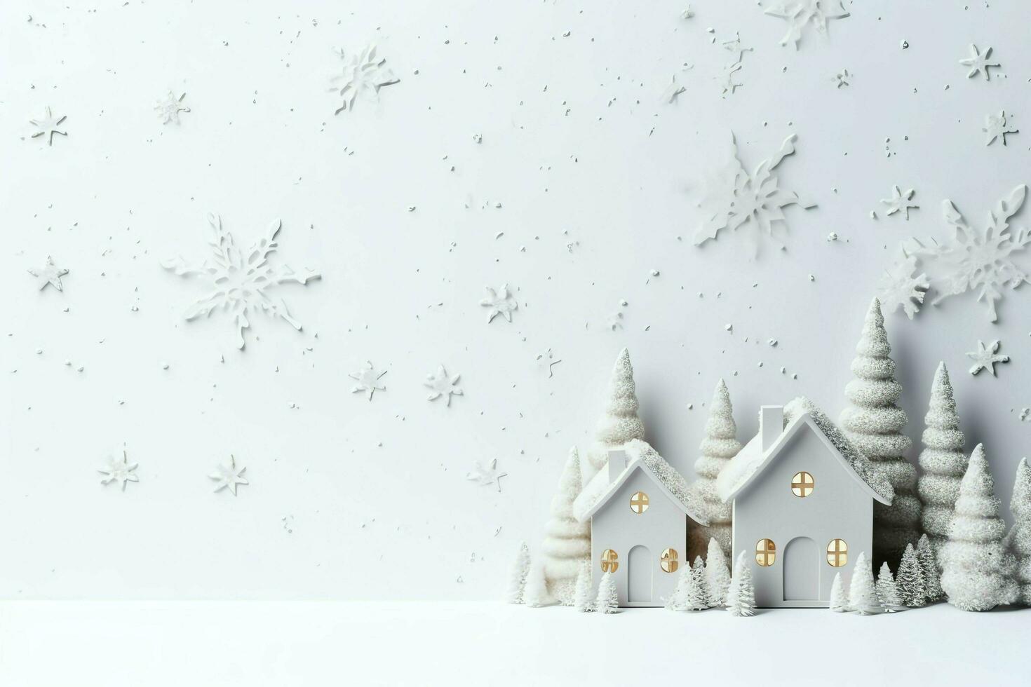 Christmas composition with gift boxes, card balls fir branches pine cones with copy space. Christmas by AI Generated photo