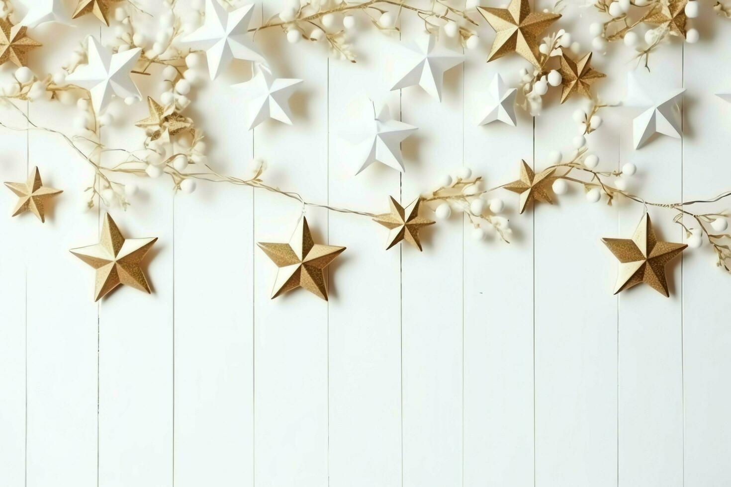 Christmas composition with gift boxes, card balls fir branches pine cones with copy space. Christmas by AI Generated photo