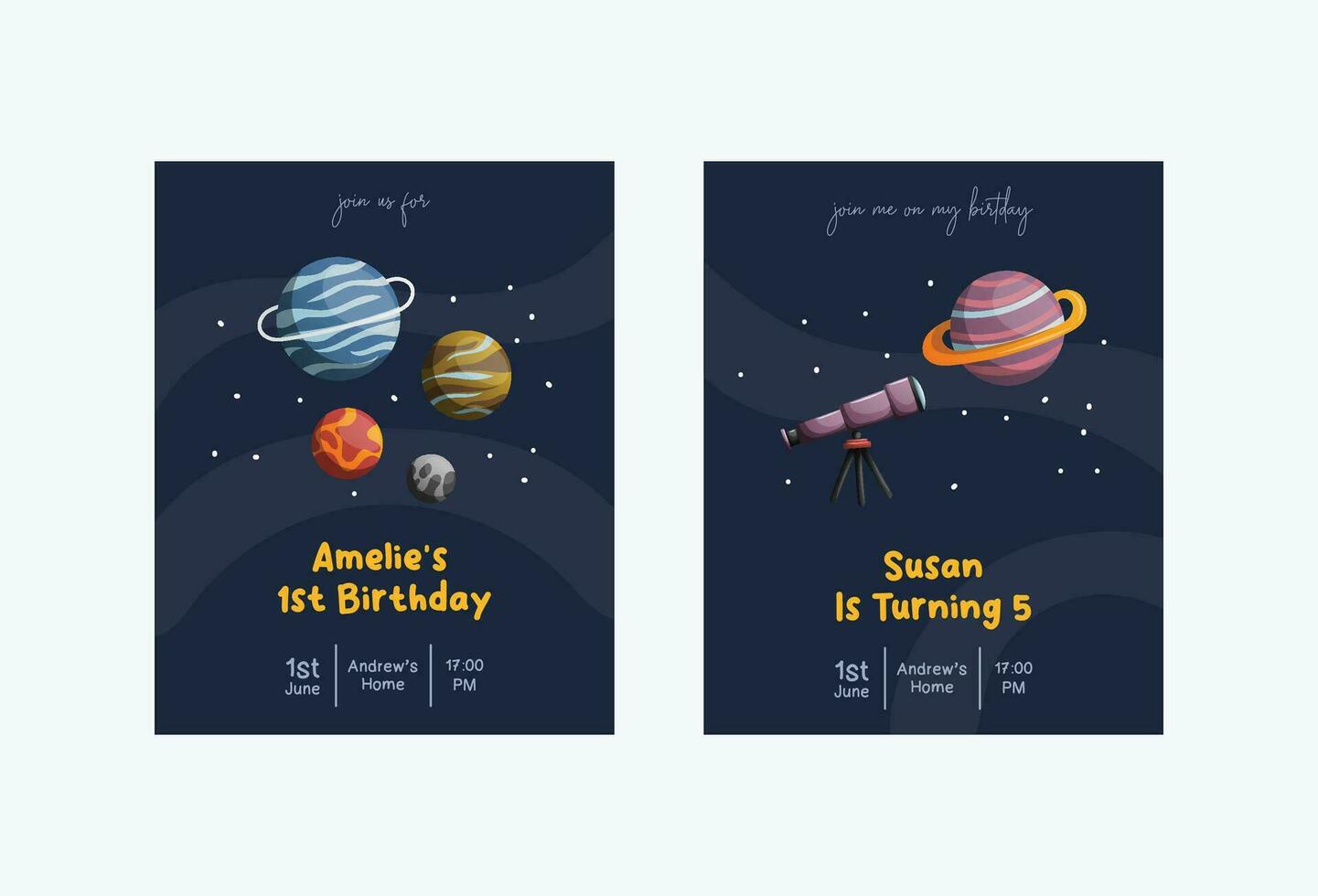 galaxy birthday invitation vector