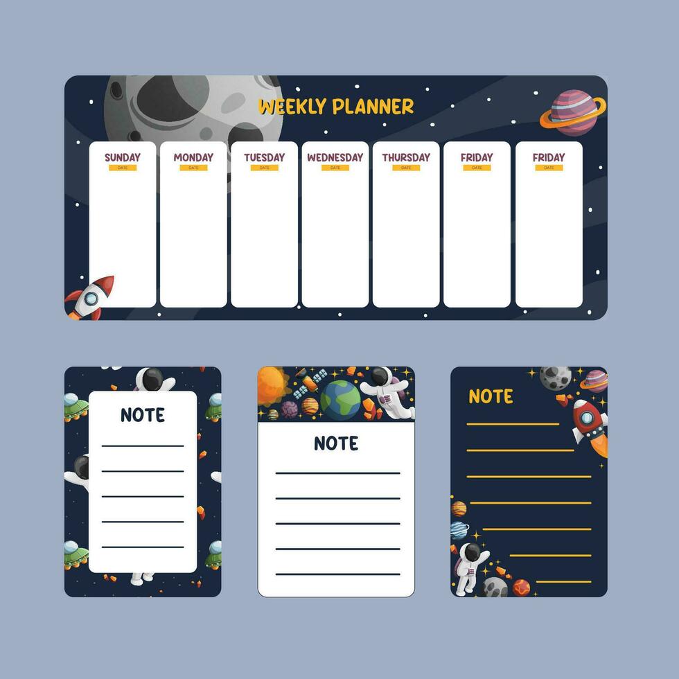 galaxy Weekly Planner template vector