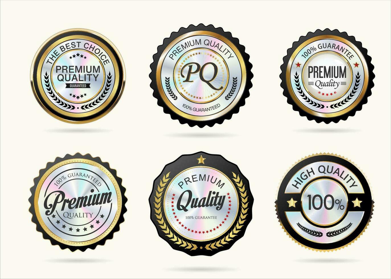 Premium quality gold and black badge collection vector