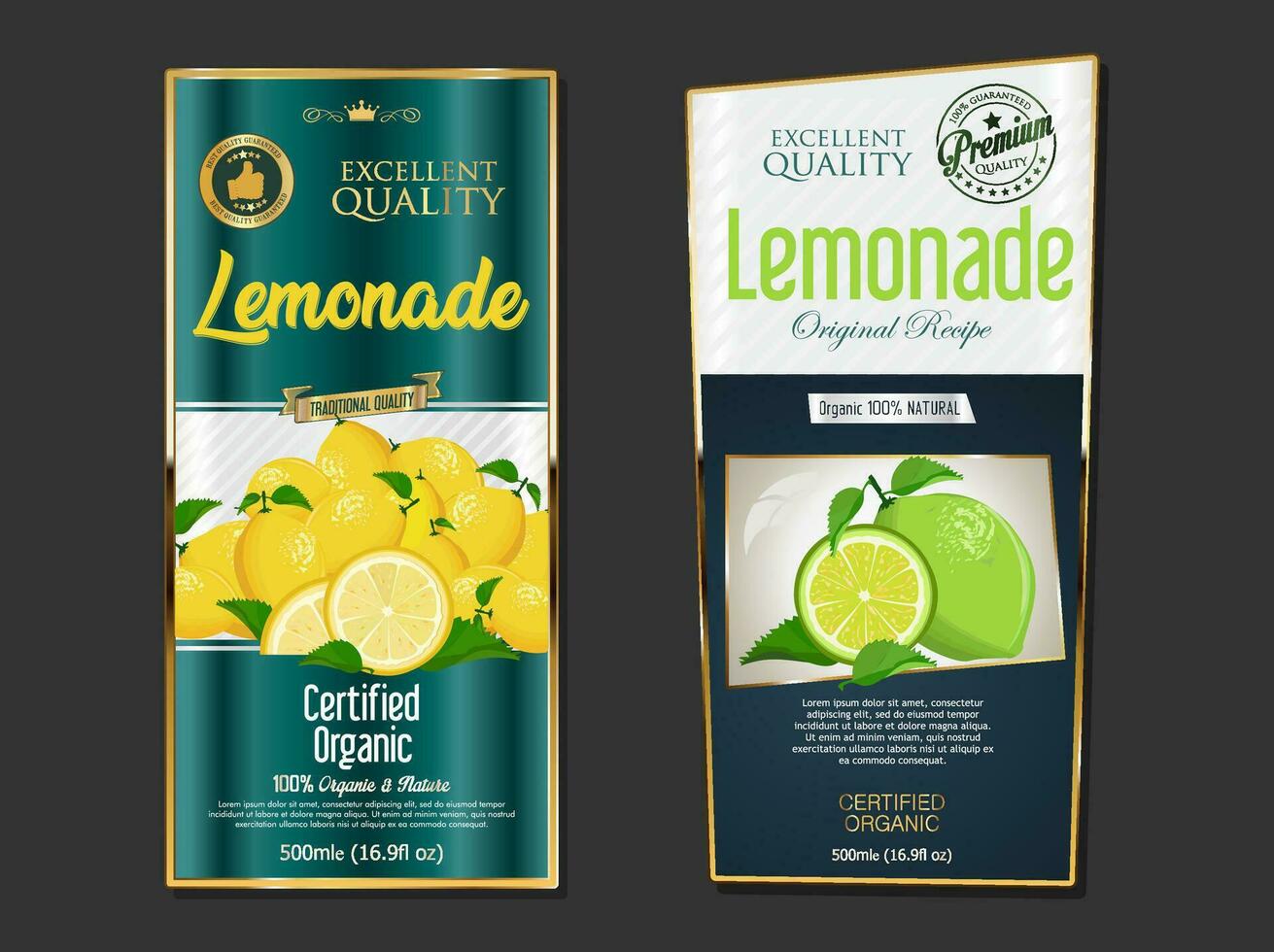 Golden retro labels for organic fruit product vector