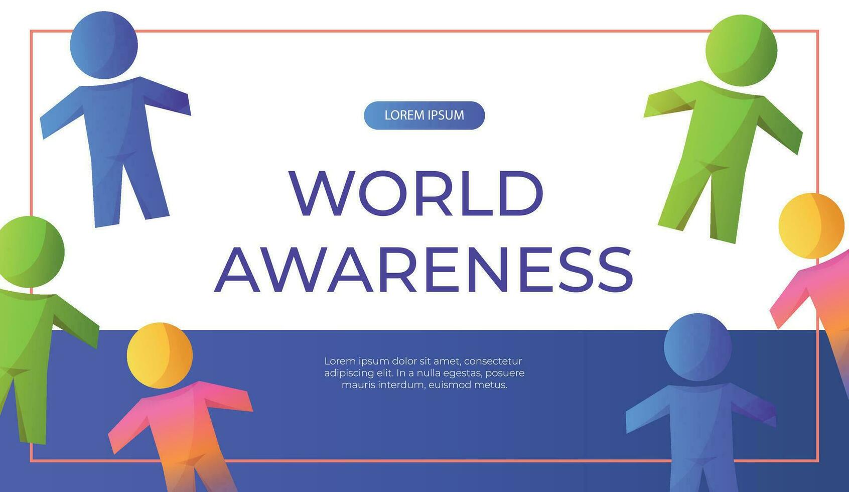 Promo banner world autism awareness day with jigsaw group of child people. International solidarity, aspergers day. Health care, mental illness. Social media post for poster, advertising, cover vector