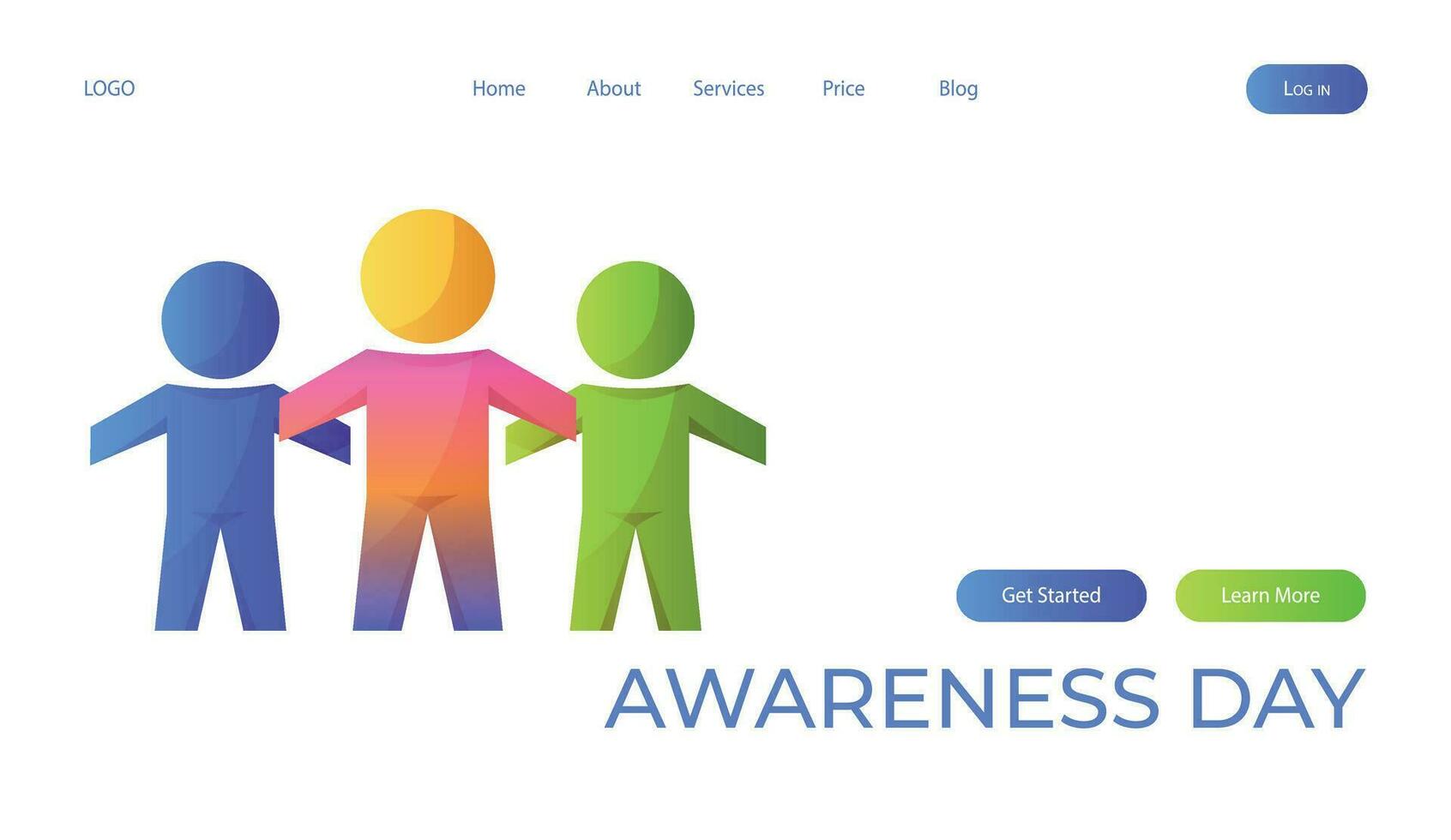 Landing page world autism awareness day with jigsaw group of child people. International solidarity, aspergers day. Health care, mental illness. Social media post for poster, banner, cover, card vector