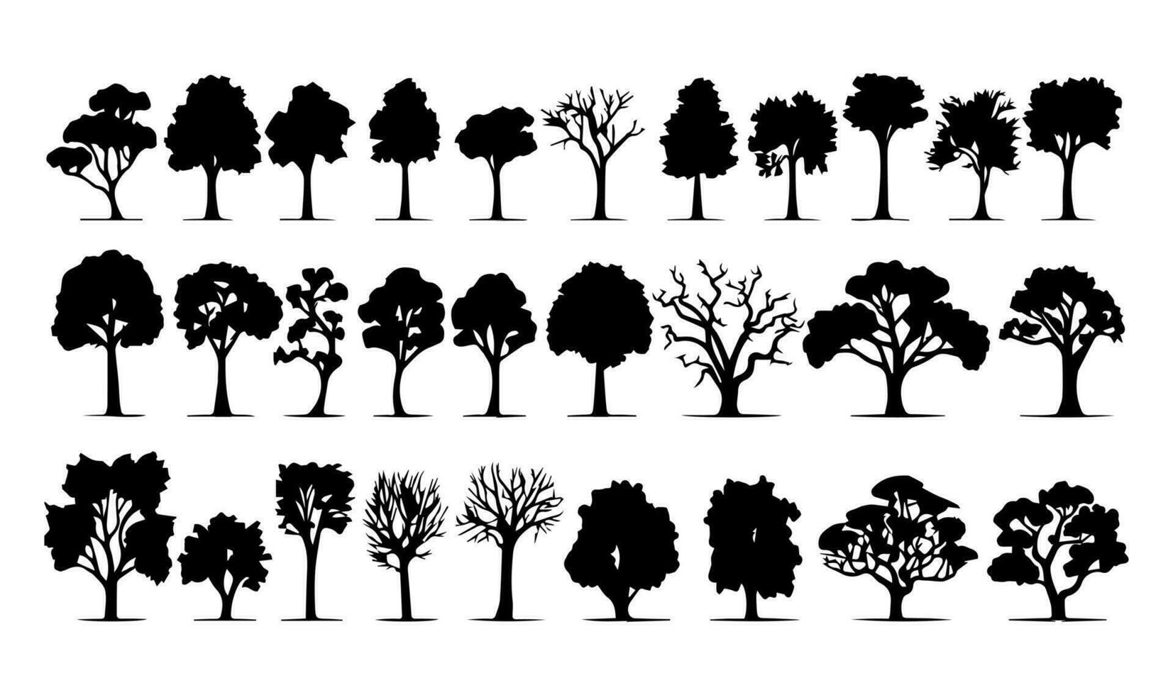 Set of trees silhouettes. Vector illustration isolated on white background.