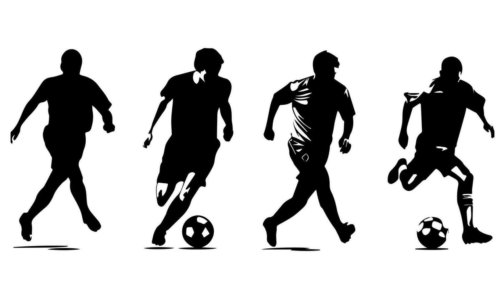 Silhouettes of soccer players on white background. Vector illustration.