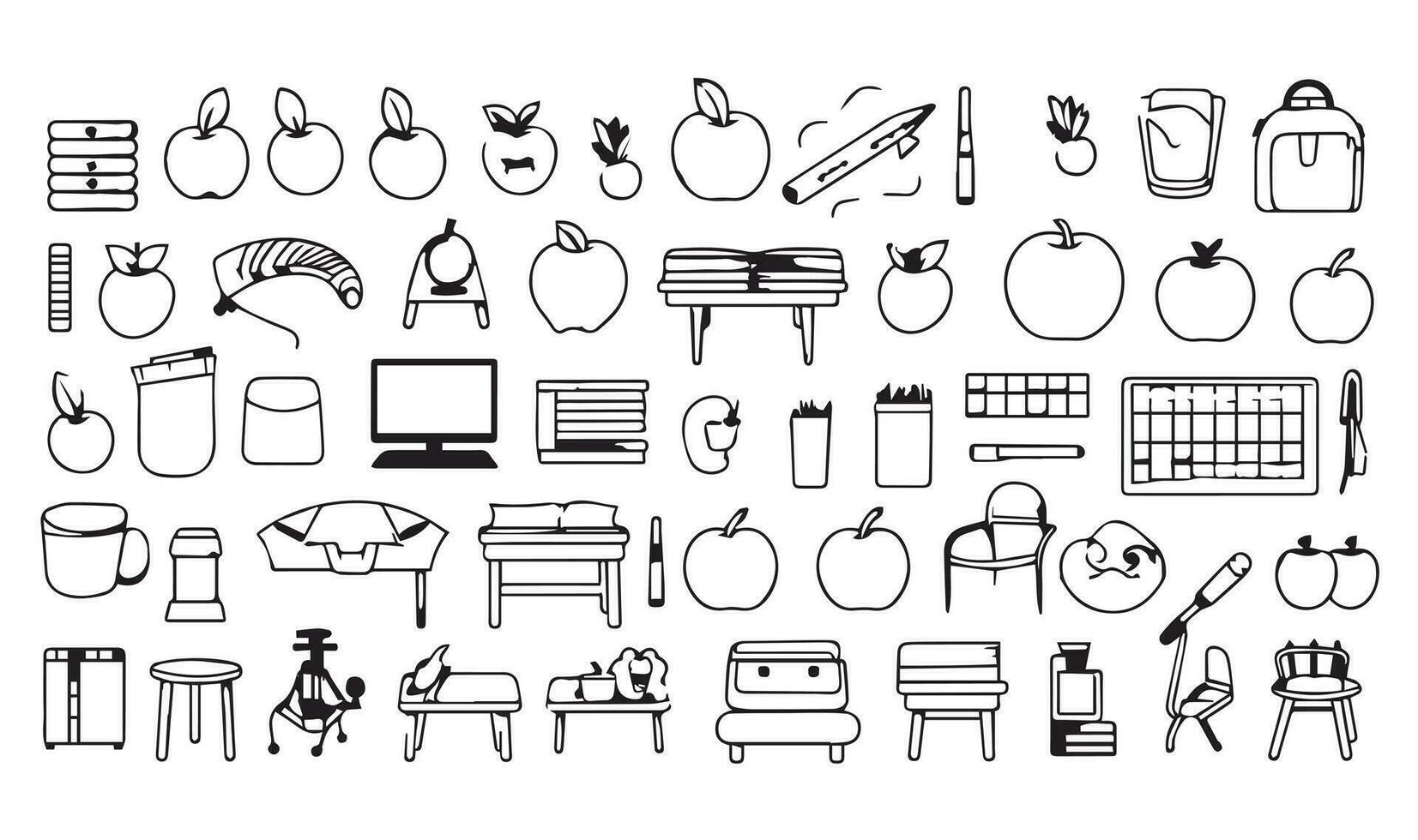 bundle of school supplies icons vector illustration designicon set line style.