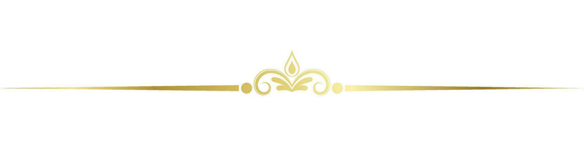 Vintage golden lines floral divider line border border. vector