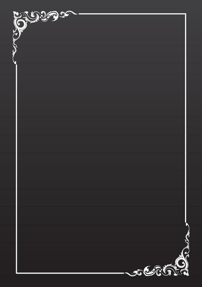 Thai pattern frame and vintage border with corners on black background. vector