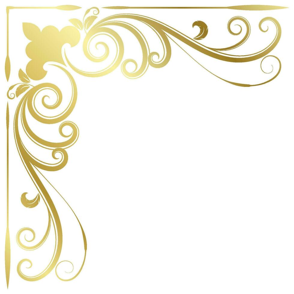 Gold vintage baroque corner ornament retro pattern antique style acanthus. Decorative design filigree calligraphy. You can use for wedding decoration of greeting card and laser cutting. vector