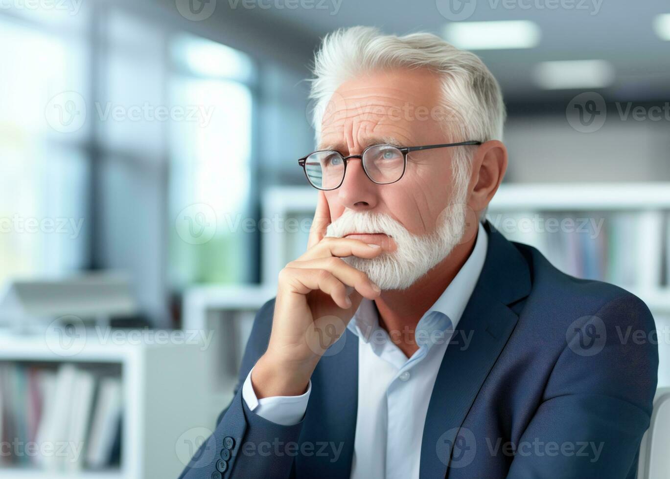 AI generated An experienced senior businessman is thinking. AI Generated photo