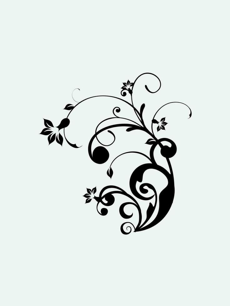 floral diseño elemento vector negro y blanco