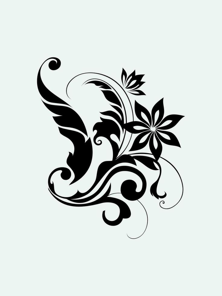 floral diseño elemento vector negro y blanco