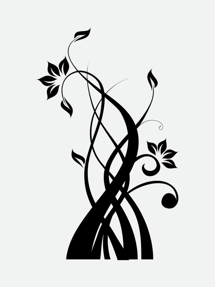 floral design element vector black and white