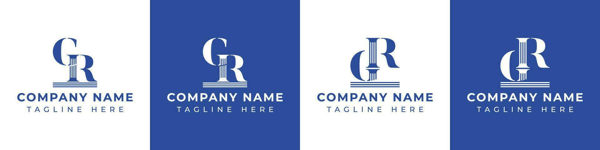 Letter GR and RG Pillar Logo Set, suitable for business with GR and RG related to Pillar vector