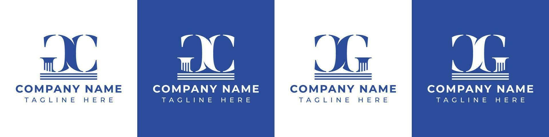 Letter GC and CG Pillar Logo Set, suitable for business with GC and CG related to Pillar vector