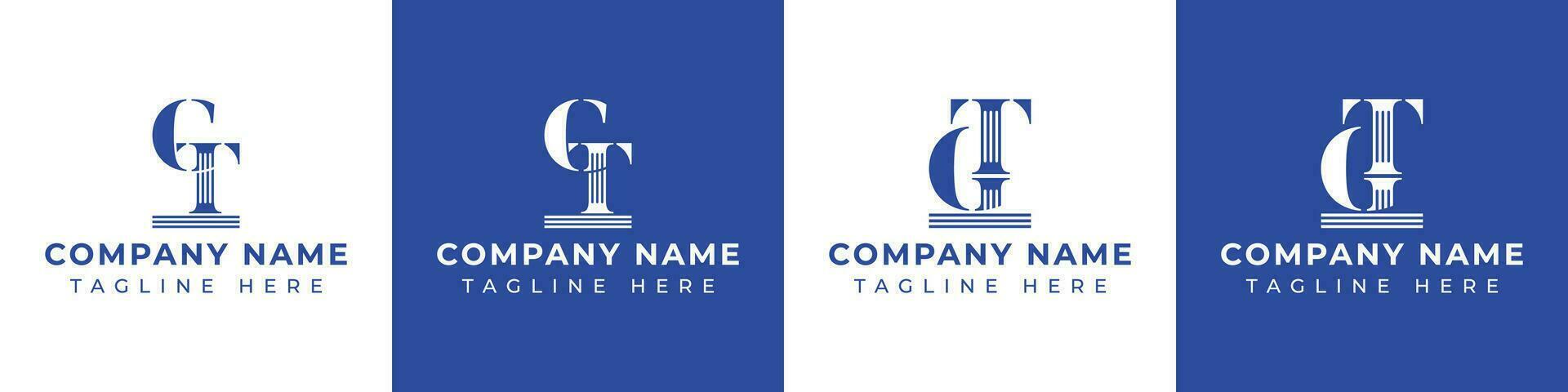 Letter GT and TG Pillar Logo Set, suitable for business with GT and TG related to Pillar vector
