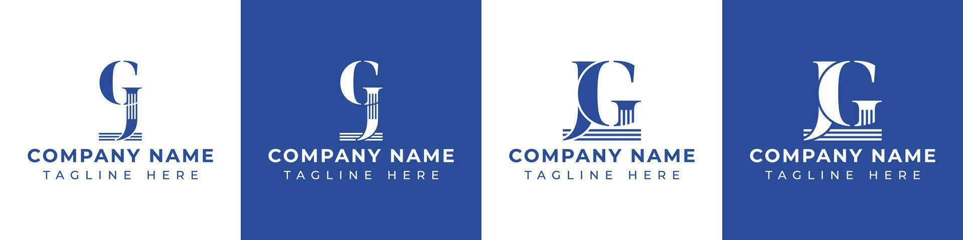 Letter GJ and JG Pillar Logo Set, suitable for business with GJ and JG related to Pillar vector