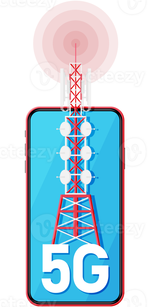 mobiel smartphone en 5g communicatie toren. png
