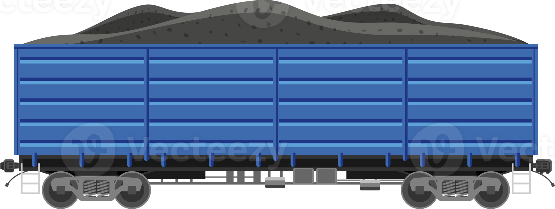 Freight boxcar wagon with coal. png