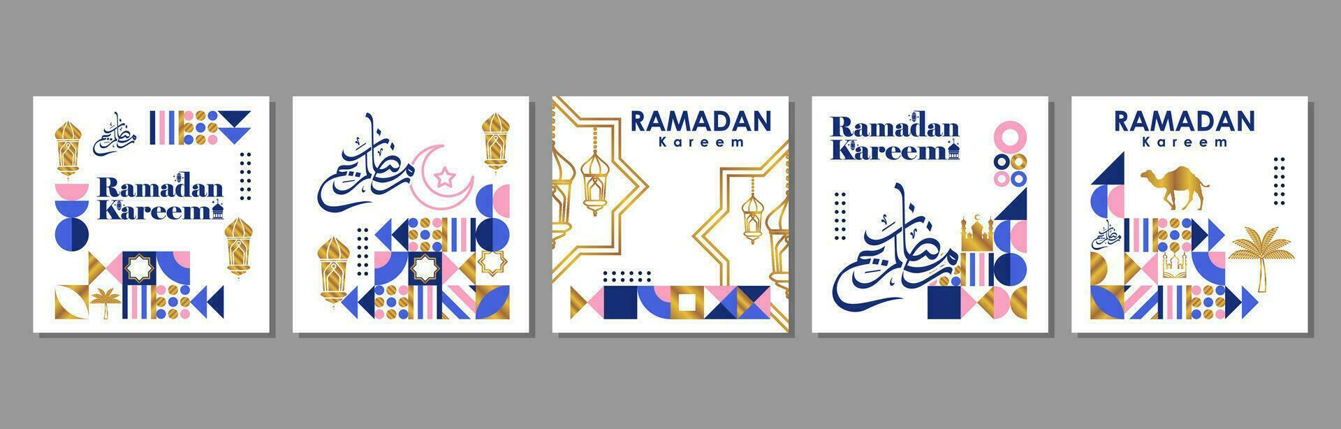 Islamic greeting card set template with ramadan for wallpaper design Poster, social media post, media banner vector