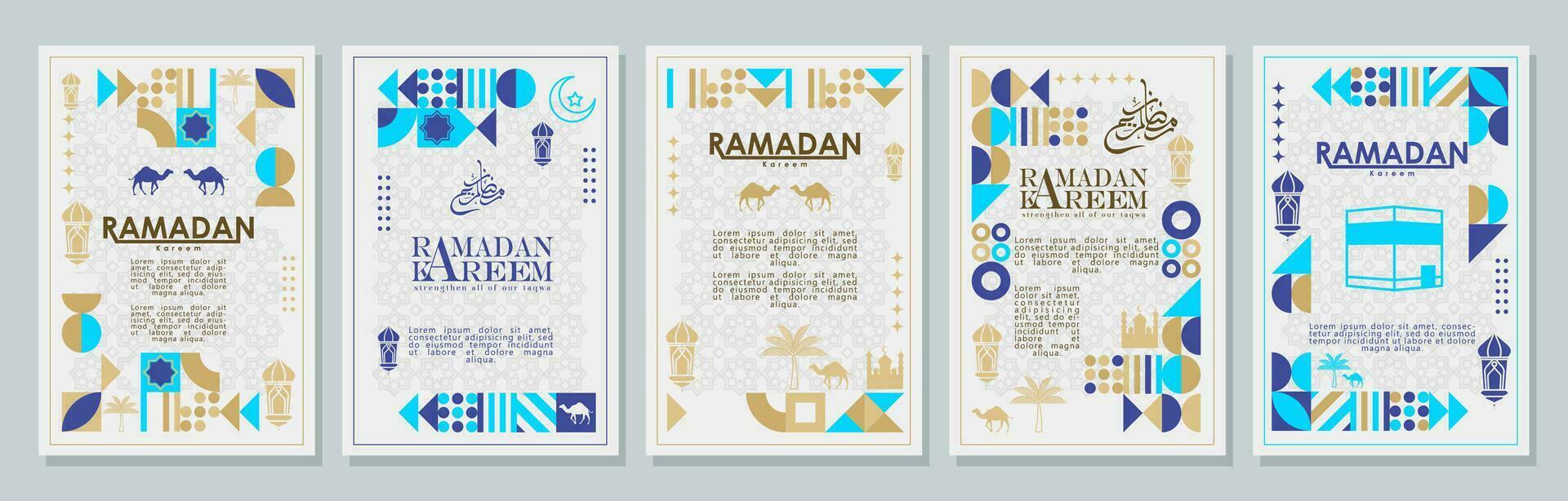 Islamic greeting card set template with ramadan for wallpaper design Poster, media banner vector