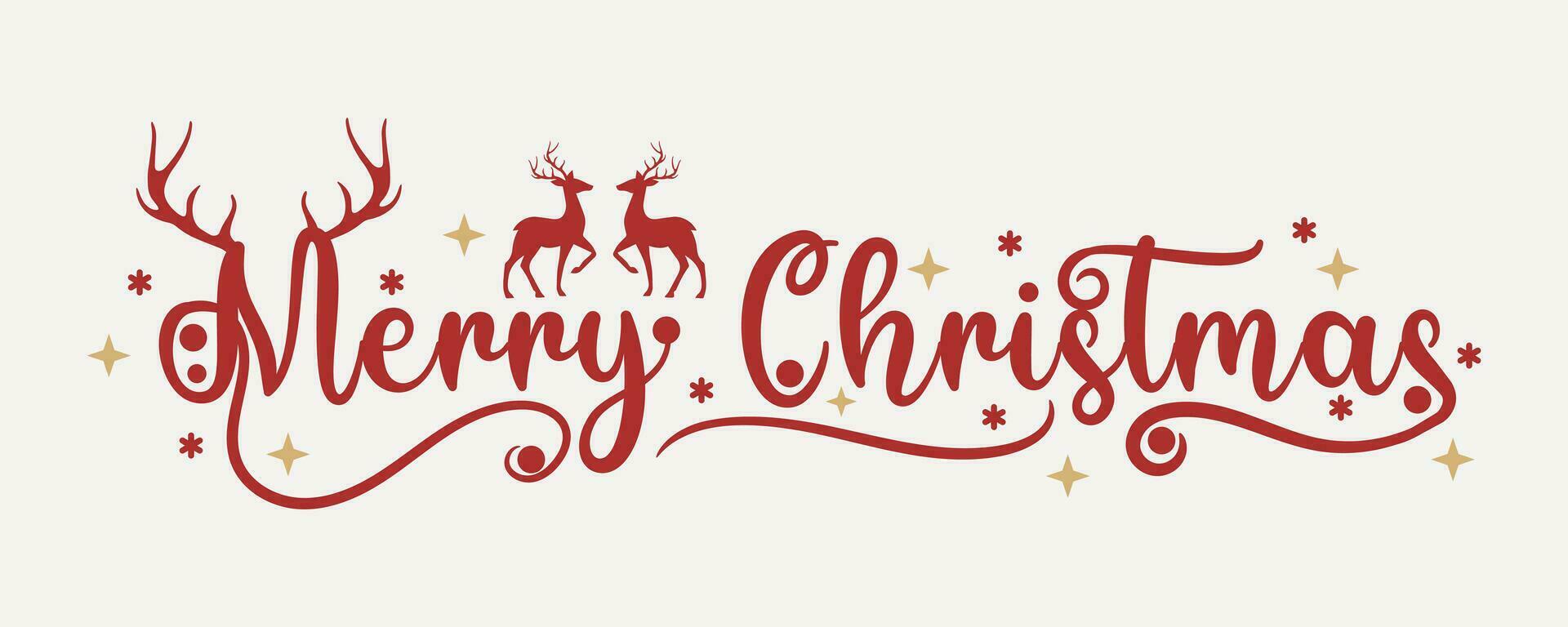 Elegant Merry christmas Lettering design card template vector